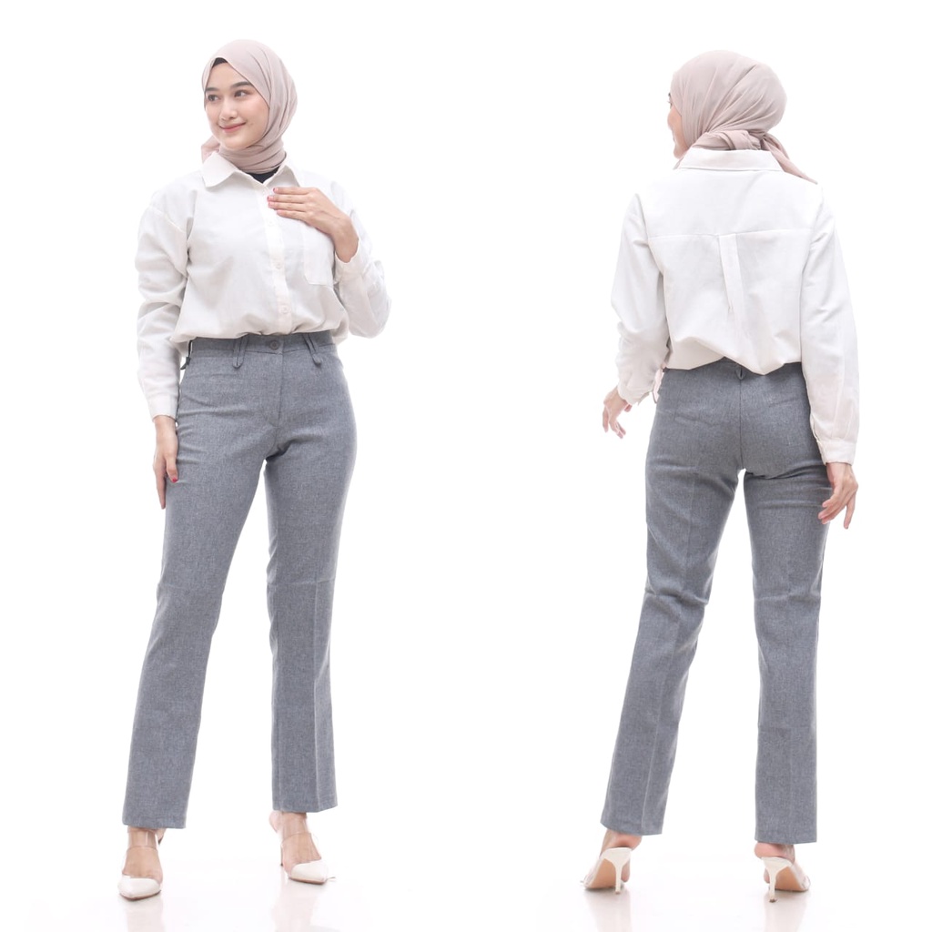 Celana Kantor / Kerja Panjang Model Semibray kain katun woll grade A FREE IKAT PINGGANG