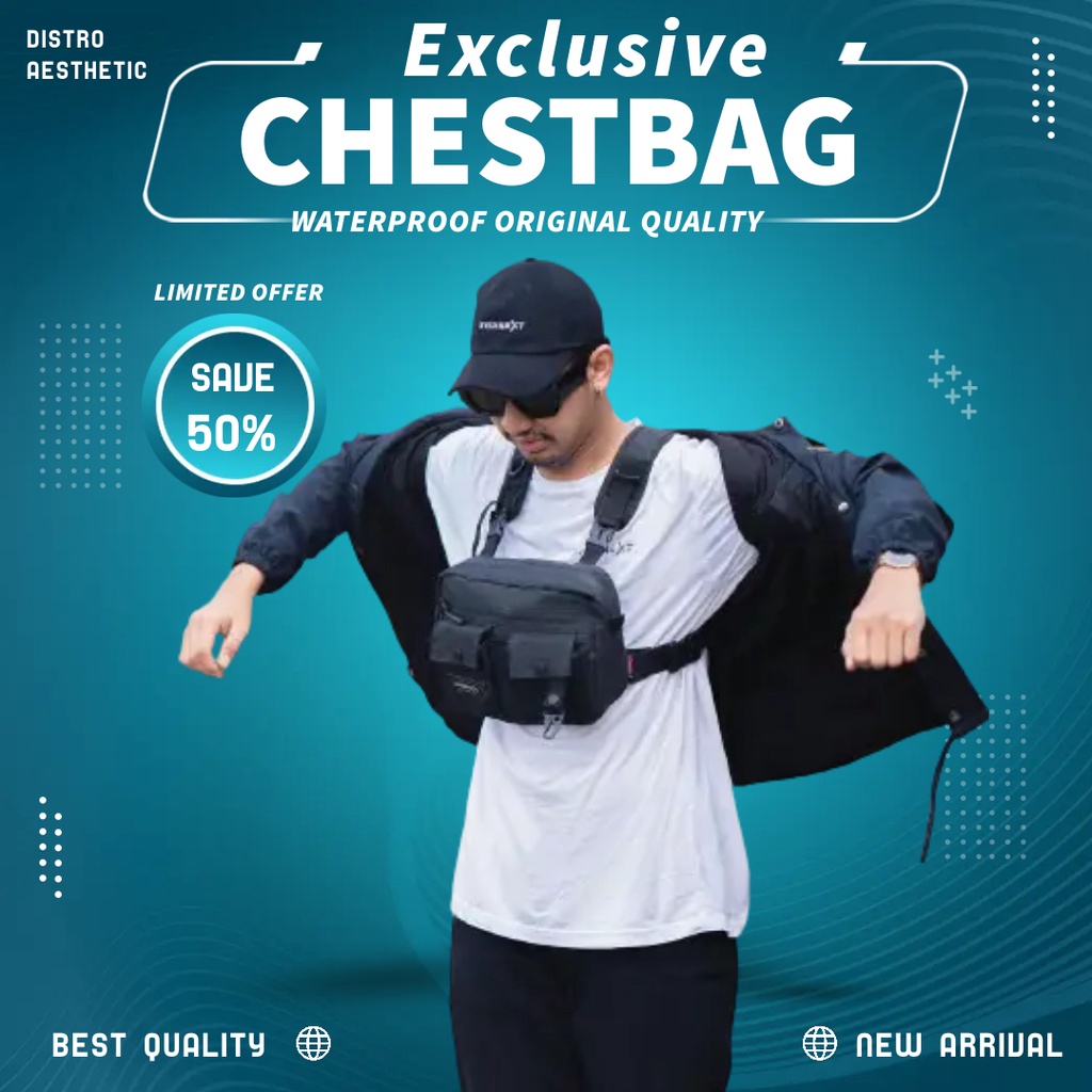 Tas Rompi Dada Pria Wanita Tactical Waterproof Original Distro Chest bag Tas bahu Depan Outdoor Cowo