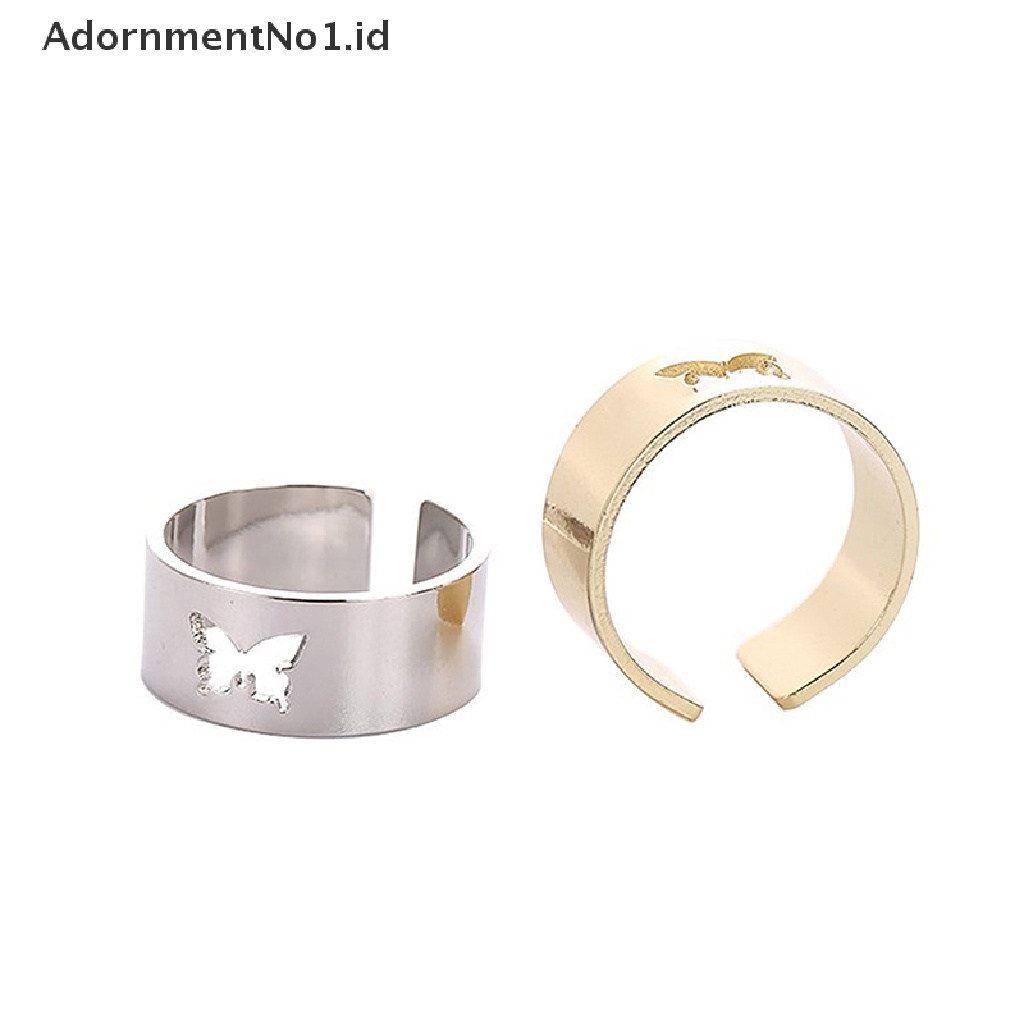 [AdornmentNo1] Vintage Butterfly Cincin Wanita Pria Couple Ring Set Open Cuff Tunangan [ID]