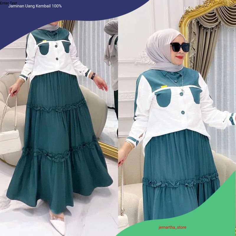 Mazaya Set Rok Crinkle Airflow Bordir Premium New set rok  Terbaru