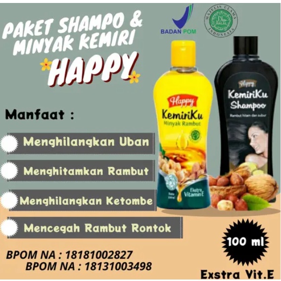 (PAKET) SHAMPO+MINYAK RAMBUT KEMIRIKU VIT.E PENUMBUH RAMBUT BOTAK/PERAWATAN RAMBUT UBAN 100% ORI BPOM