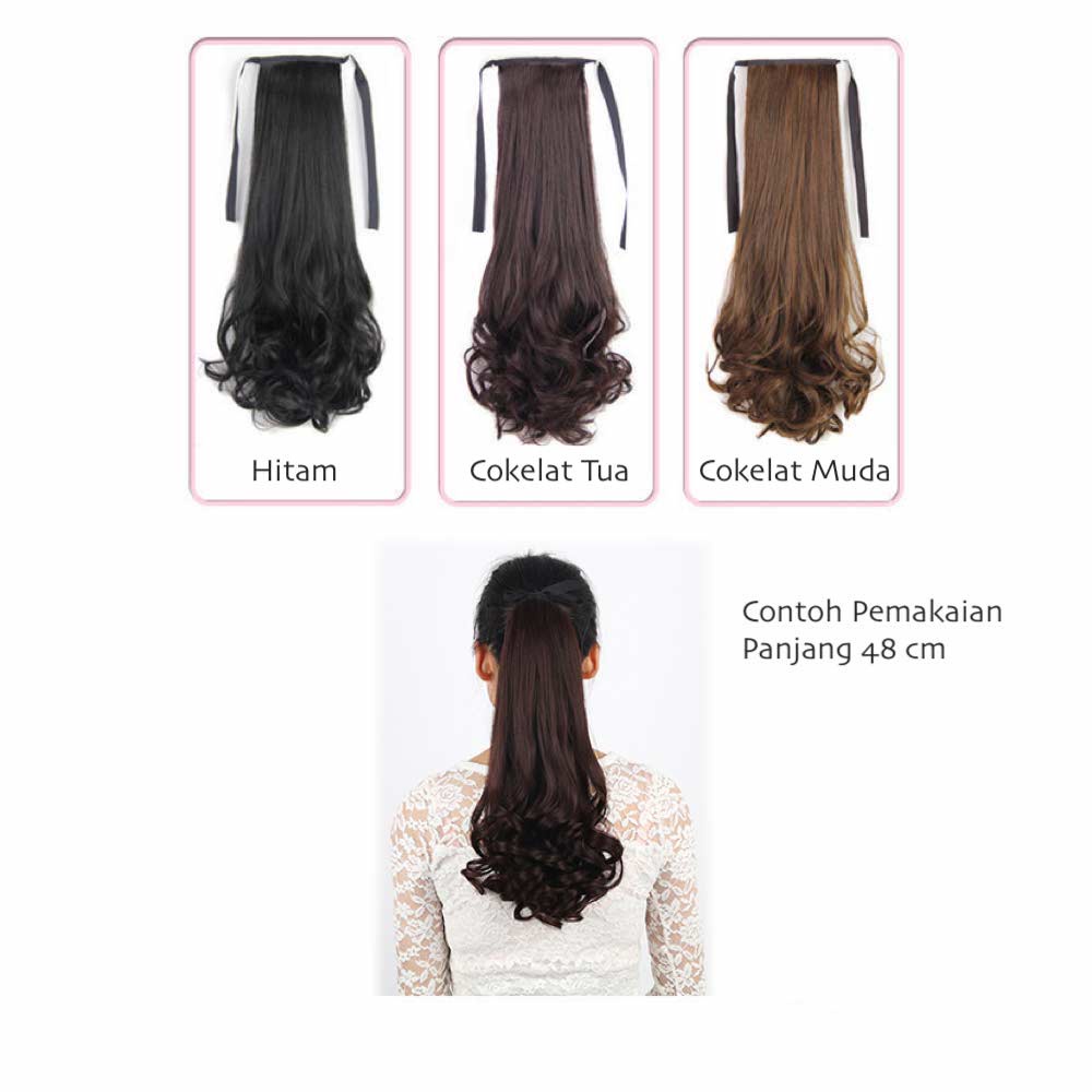 Hair Clip Ponytail Wig - Rambut Kuncir Ekor Kuda Fashion Wanita Korea - Curly - Hair Extension W8123 ( Group )