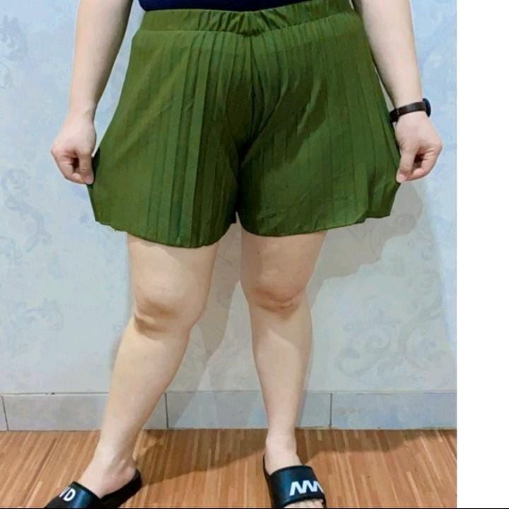 CELANA PENDEK SANTAI WANITA//HOTPANT PLISKET JUMBO POLOS MAX BB 70KG