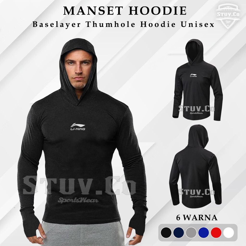 MANSET PRIA BASELAYER HOODIE LENGAN PANJANG OLAHRAGA GYM FITNESS FUTSAL SEPAKBOLA UNISEX