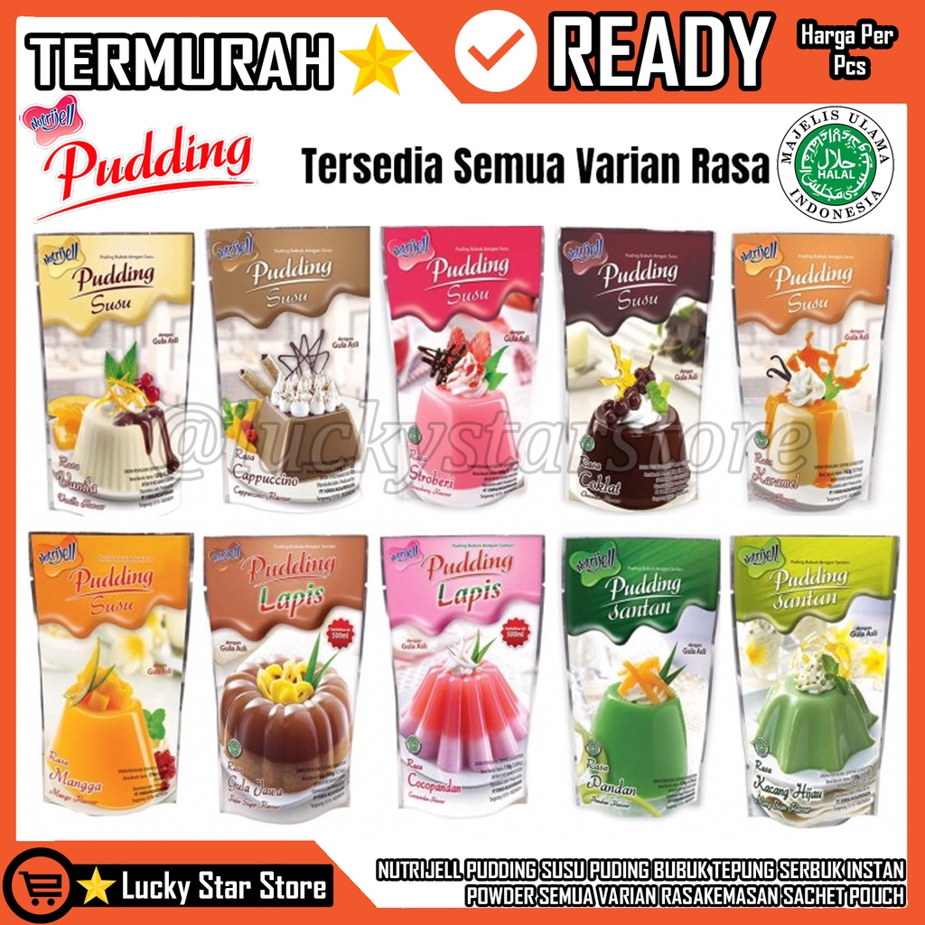 

JELLY AGAR NUTRIJELL PUDING SUSU PUDDING POWDER PUDDING SUSU NUTRIJELL PUDDING SUSU KEMASAN POUCH ALL SEMUA VARIAN PUDING SUSU PUDING LAPIS NUTRIJELL KEMASAN SACHET SASET POUCH PENAMBAH BAHAN MAKANAN AGAR-AGAR DINGIN SEGAR RASA KARAMEL CARAMEL VANILA