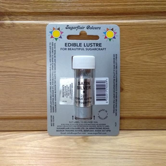 

Sugarflair edible lustre color satin silver