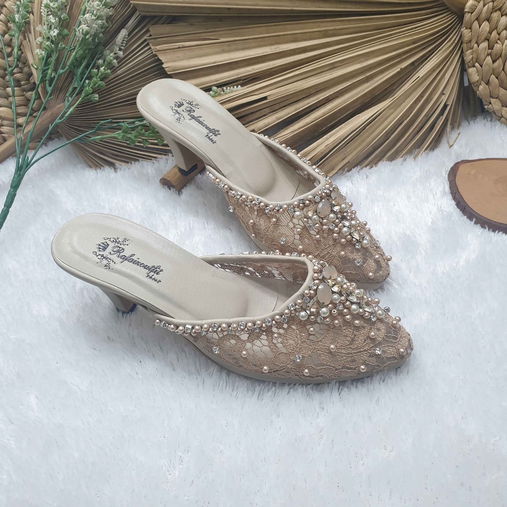 sepatu wedding pesta cantik Diandra nude hak 5cm runcing