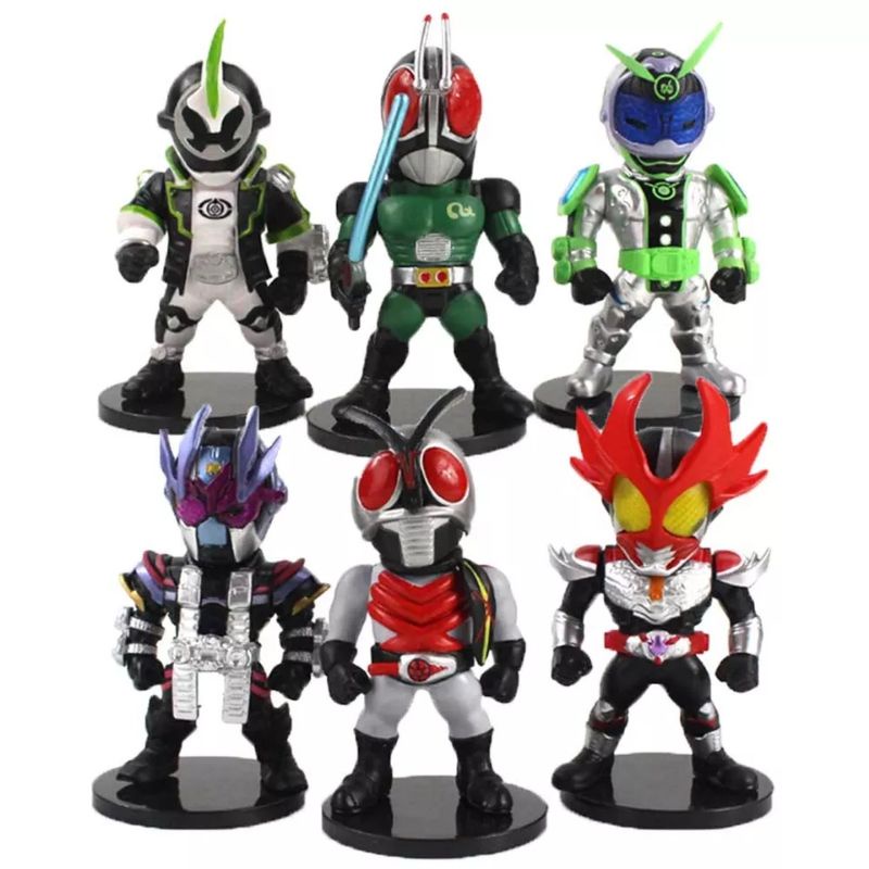 ACTION FIGURE KAMEN RIDER BLACK MASK RX SET ISI 6 - MAINAN SATRIA BAJA HITAM