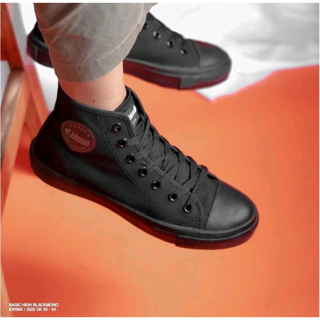 Johnson Basic HighCut Black Mono - Sepatu Johnson Original 100%