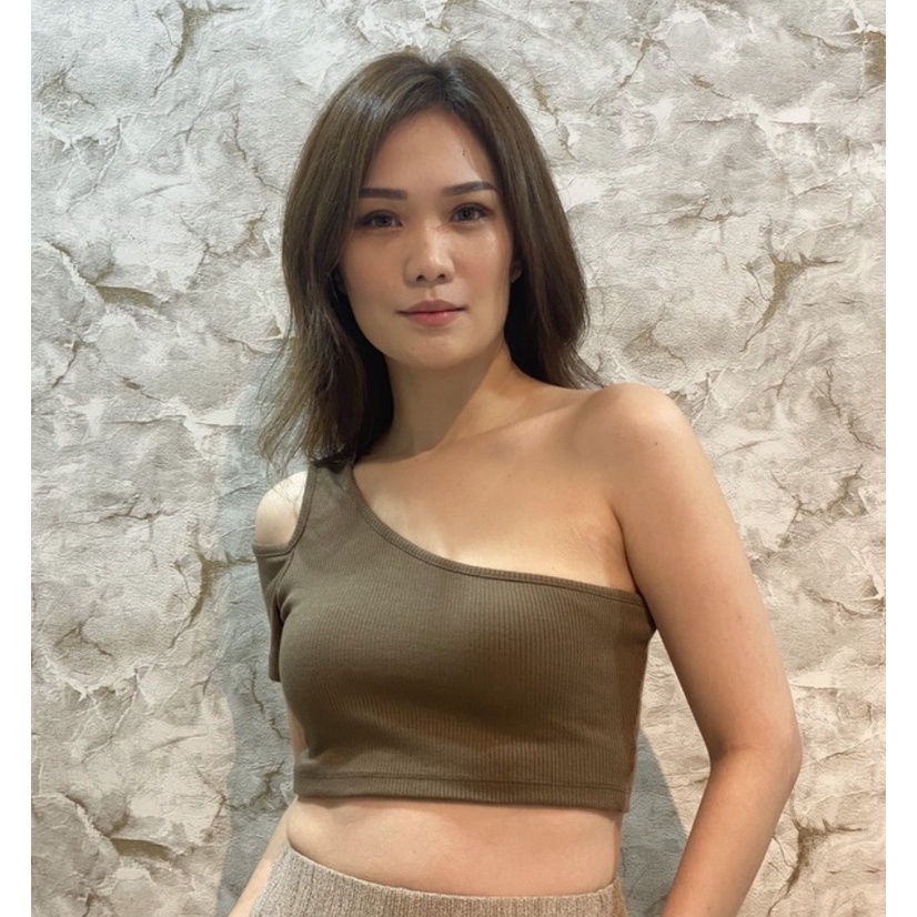 CAVALU One Shoulder Crop Top Korea Knit Tank Top 157