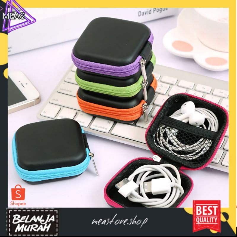 MEASTORE | TRAVEL POUCH DOMPET PERSEGI CASE ORGANIZER - TEMPAT HEADSET KOIN KUNCI KOTAK PENYIMPANAN CHARGER MINI