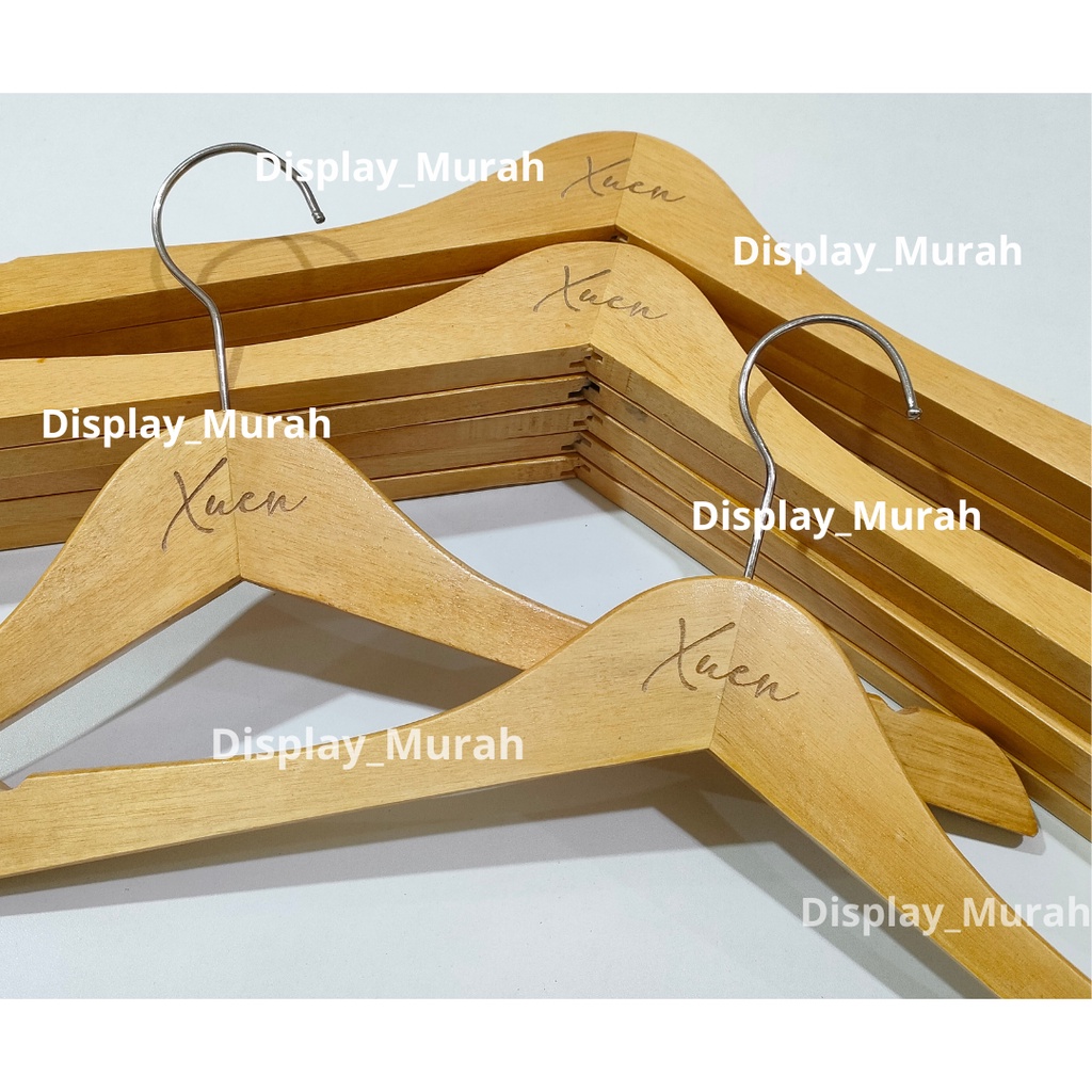 Gantungan Baju Kayu Anak Plitur/Children's Wooden Hanger Natural Hanger Anak Hanger Kayu Estetik Hanger Kayu Costum Logo Laser Grafir-BH