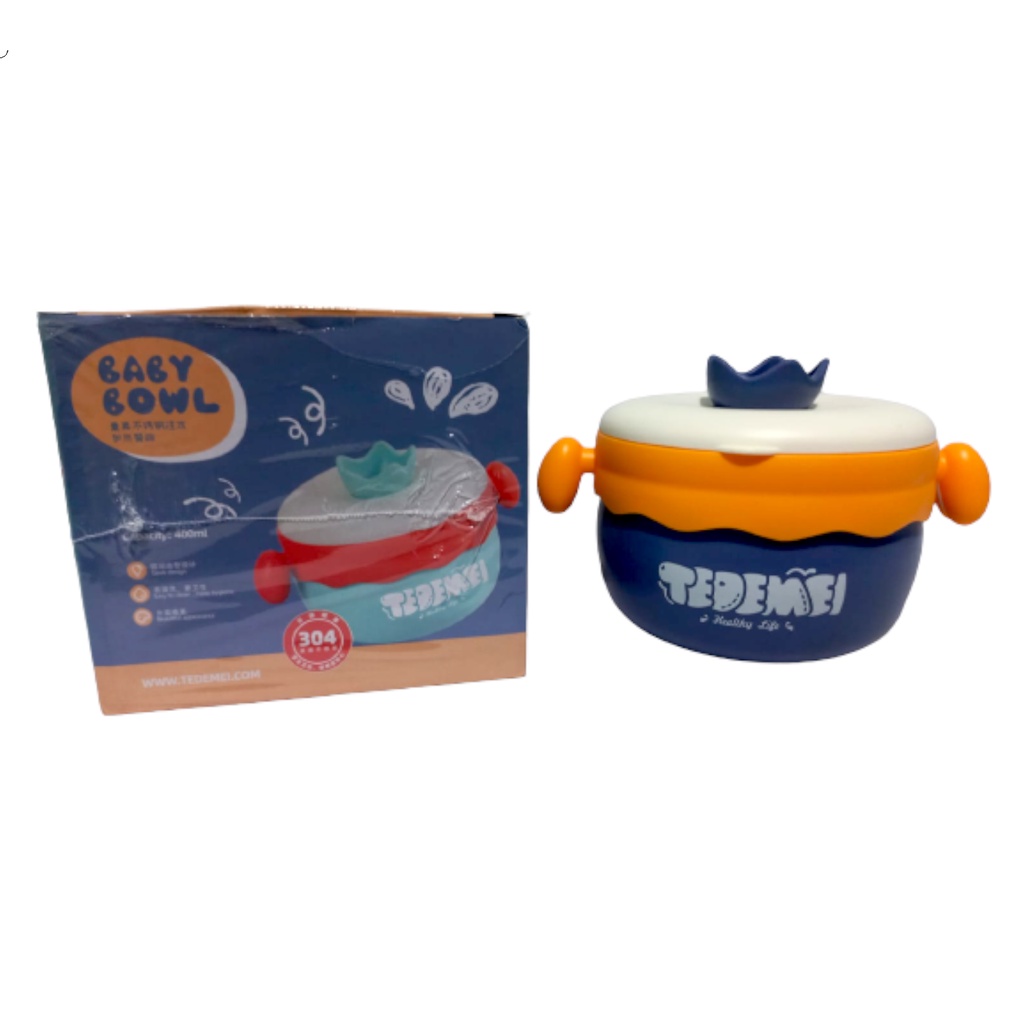 DEOSOFFICIAL -- KOTAK MAKAN STAINLESS STEEL 400ML 304 BABY CUP BOWL/KOTAK MAKAN BAYI ANAK KODE 6129