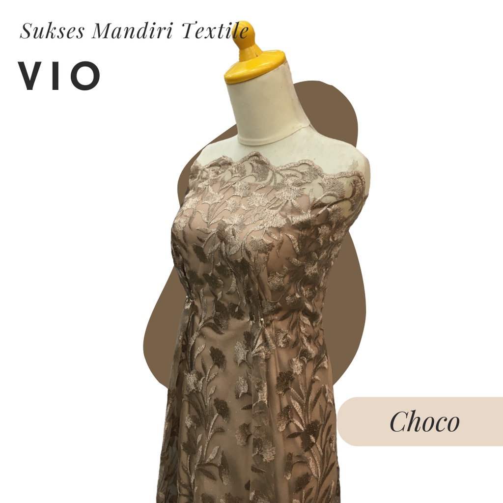 [VIO] Brukat Tile Premium Mewah Tile Warna Choco Coklat Milo Mocha | Harga ½ meter = 50 cm (Bahan Dr