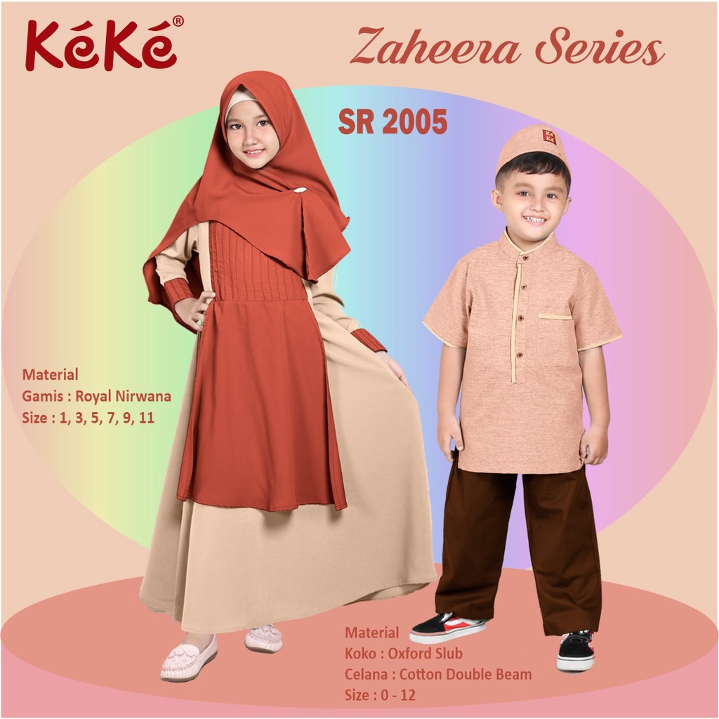 Sarimbit Keke Anak / Couple Anak Keke Zaheera Series GM SR 20 05 & KP SR 20 05 | Baju Muslim Anak Ke