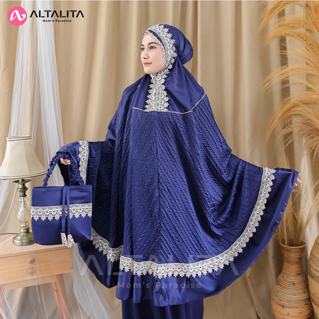 Altalita - Mukena Dewasa Premium Taleetha Sutra Velvet Polos Renda Mewah Jumbo Adem Lembut Tebal