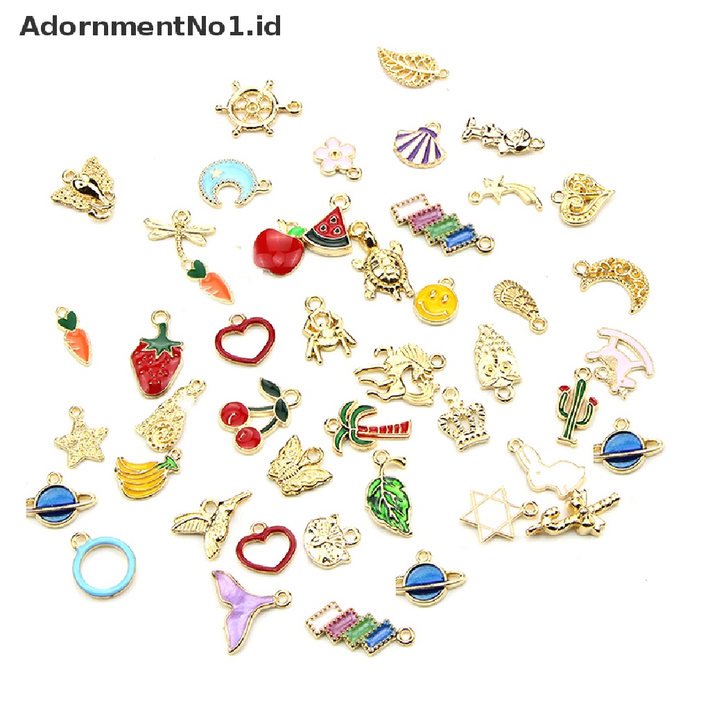 [AdornmentNo1] 50pcs/set Manik-Manik Enamel Campur Ch Liontin Membuat Kerajinan Temuan Perhiasan DIY [ID]