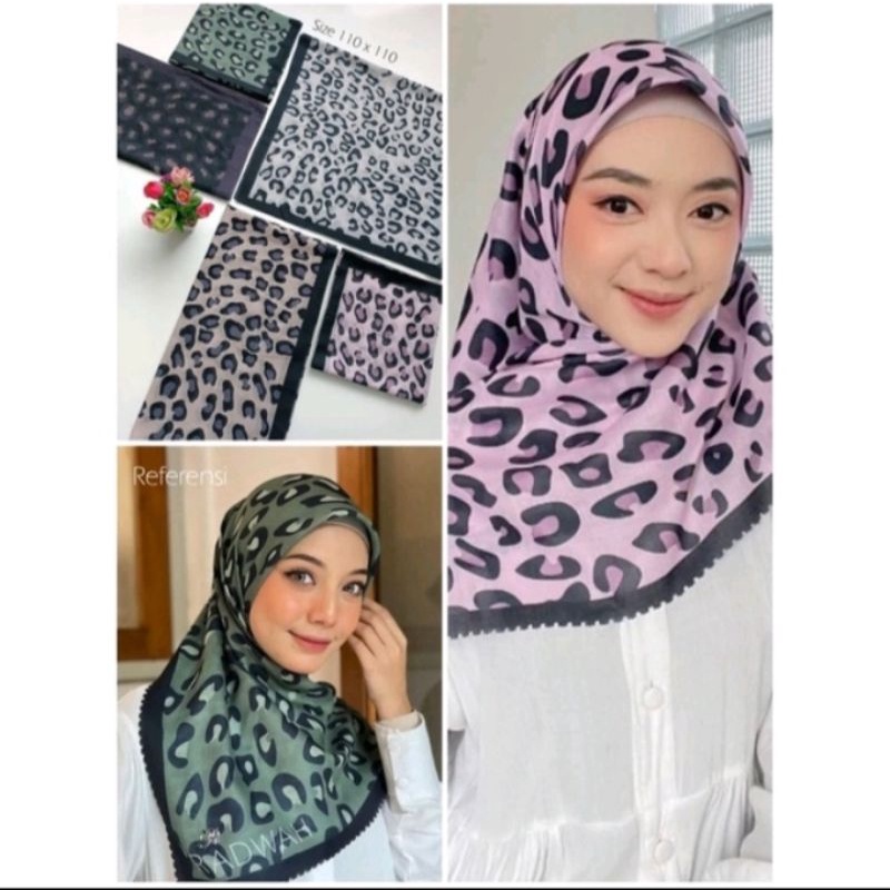 Hijab Segi Empat Voal Motif leopard terlaris