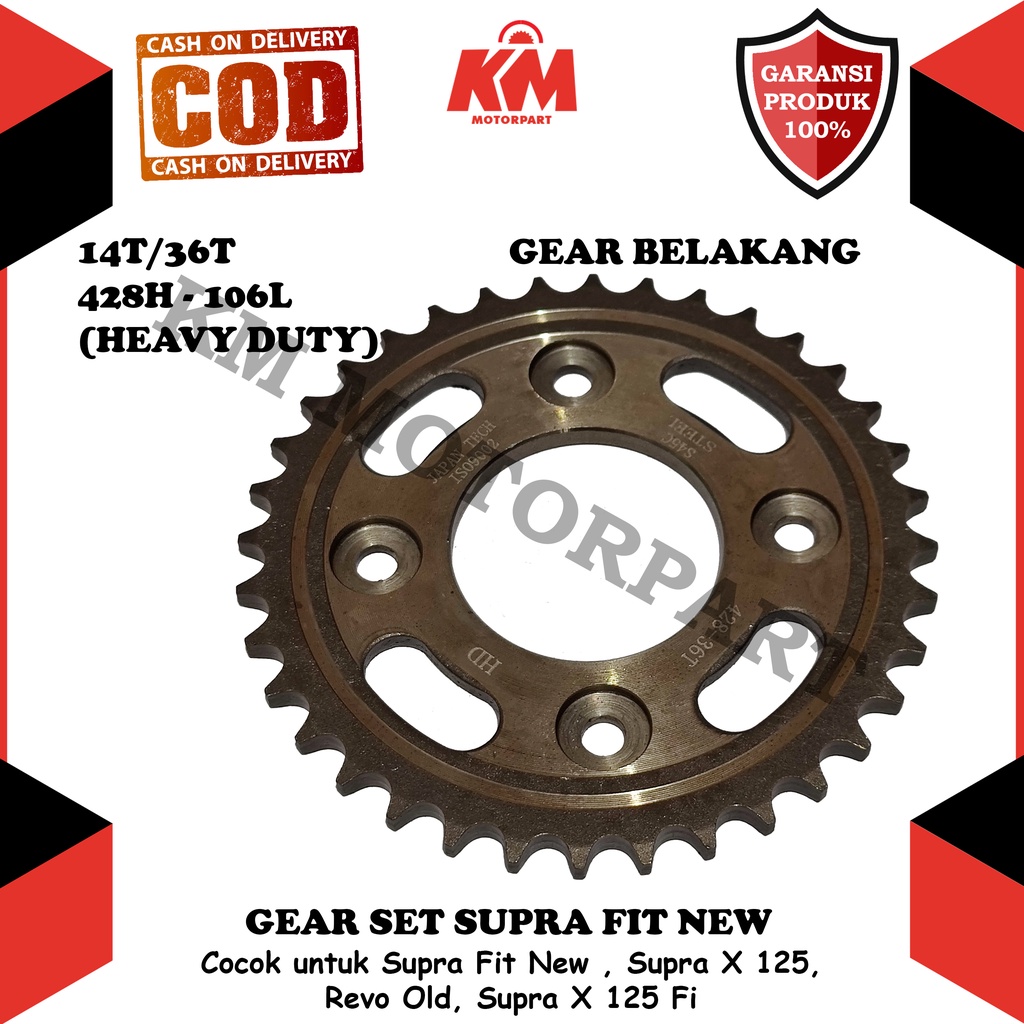 Gear Set Supra Fit New Supra X 125 Revo Old Revo Fit Revo 110 Paket Gir dan Rantai