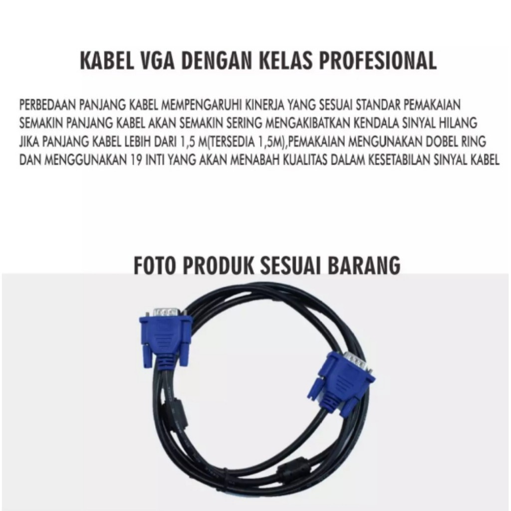 Kabel VGA Male to Male 1.5M 3M 5M Kabel VGA Standart