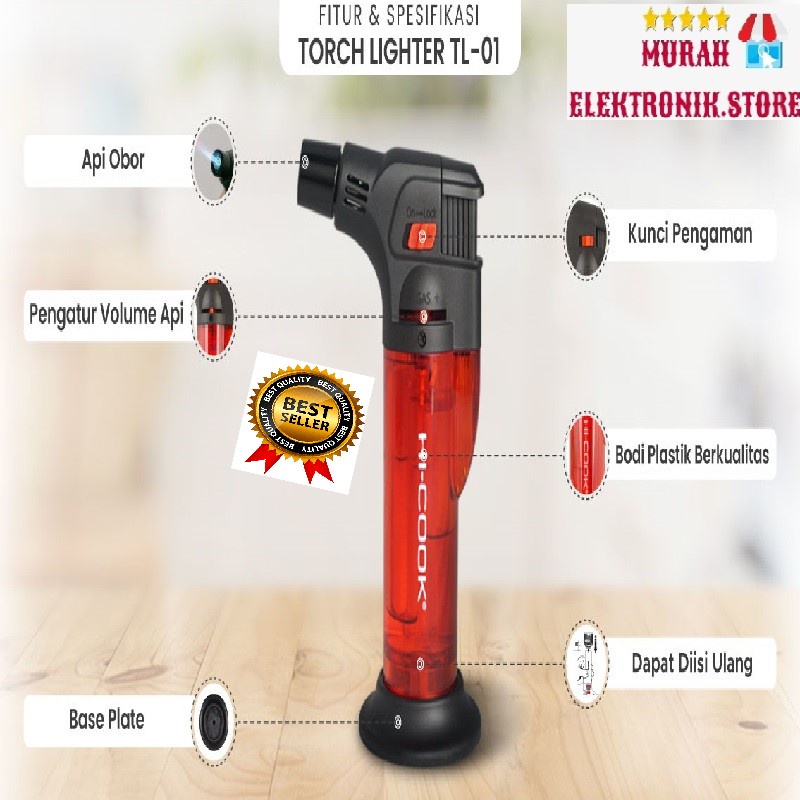 PEMANTIK OBOR/KOREK API GAS HI-COOK TORCH LIGHTER TL-01