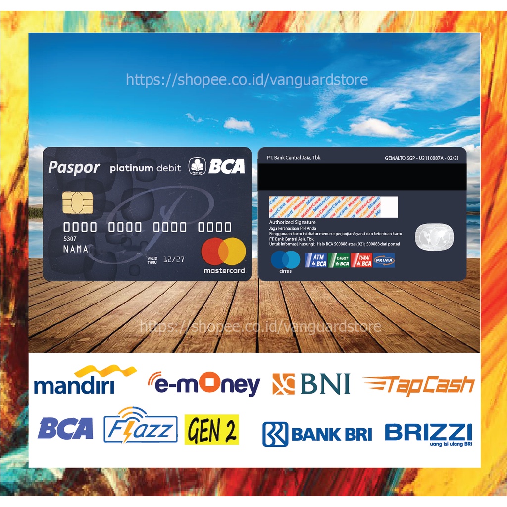 KARTU E MONEY E TOLL KARTU BCA PLATINUM BLUE 3 DEBIT CREDIT EMONEY MANDIRI FLAZZ BCA BNI TAPCASH BRIZZI BRI - 2 SISI