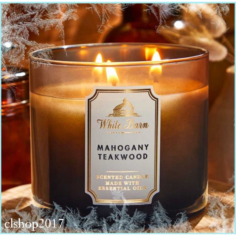 BBW MAHOGANY TEAKWOOD 3-WICK SCENTED CANDLE 411 G BATH &amp; BODY WORKS LILIN WANGI 3 SUMBU UKURAN BESAR PENGHARUM RUANGAN