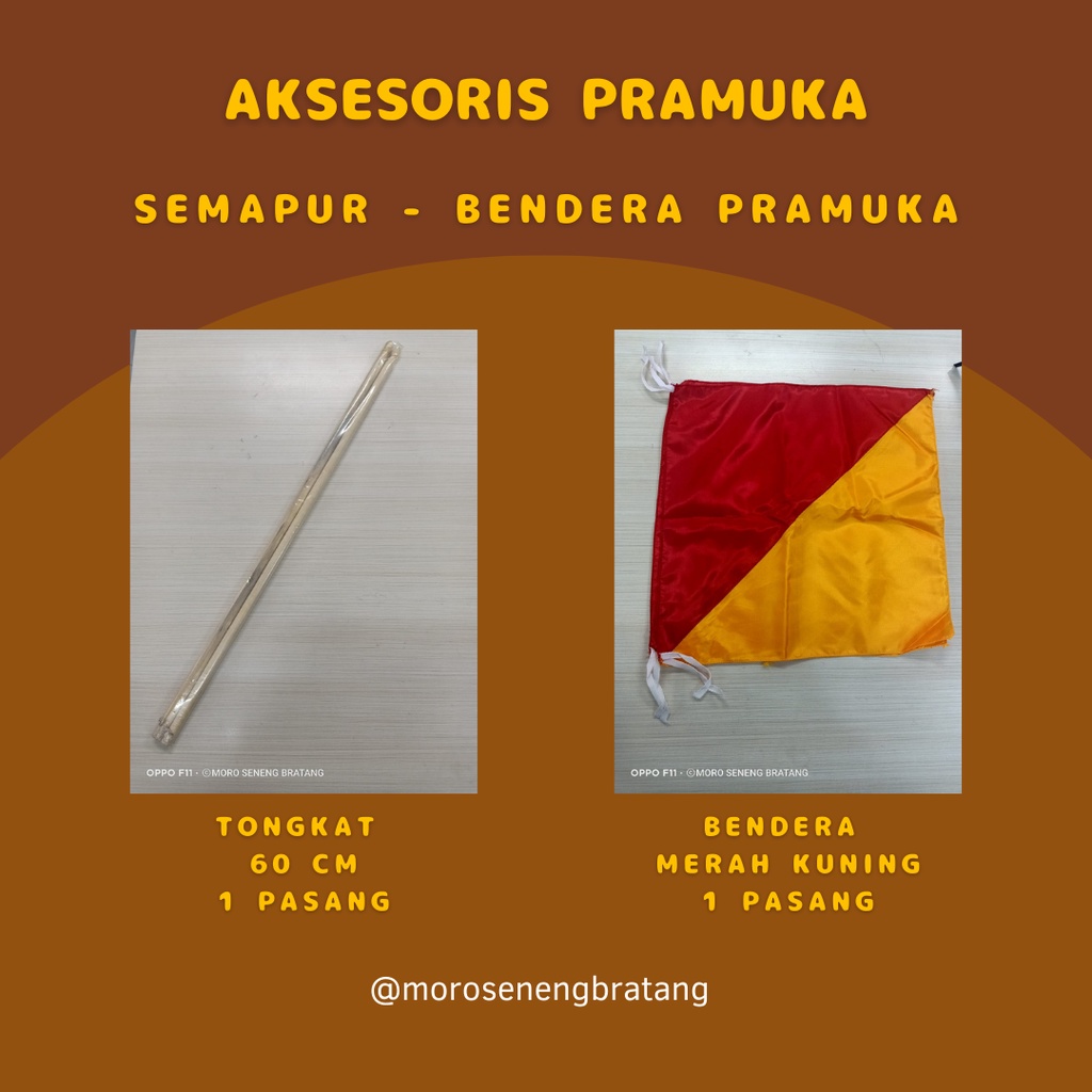 

Semapur - aksesoris pramuka - bendera pramuka merah kuning - tongkat