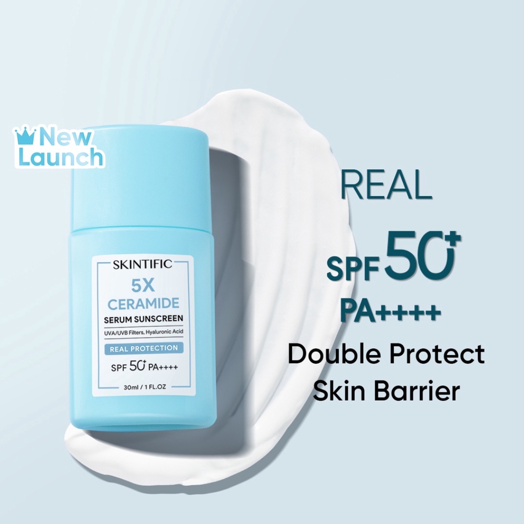 SKINTIFIC 5X Ceramide Serum Sunscreen SPF50 PA++++ 30 ML | Skincare Sunblock Untuk Skin Barrier Protect