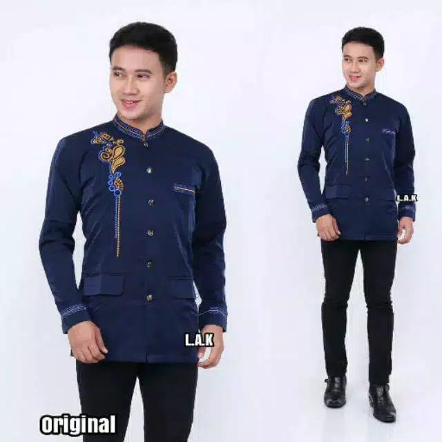 JASKO BORDIR Jas Koko Pria Lengan Panjang
