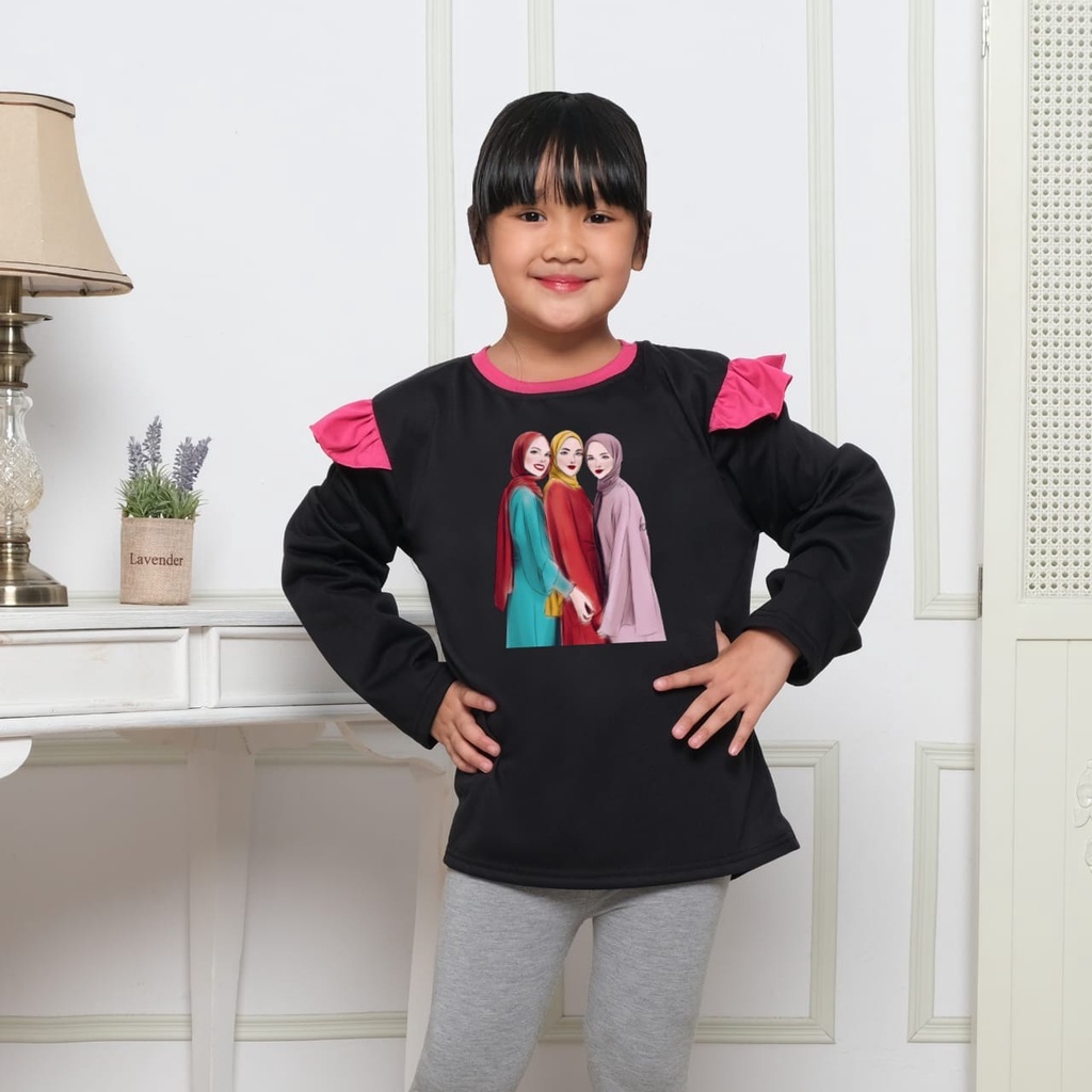 Hzl_outfit Baju Koas Model Anak Lengan Panjang Hijab Rainbow/ ATASAN BAJU ANAK ANAK