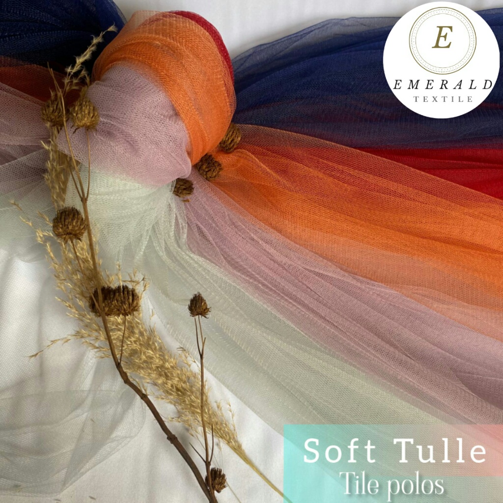 SETENGAH METER Kain Tile Polos / Kain Soft Tulle / Bahan Tile Polos Kebaya ( HARGA PER 50cm KAIN )