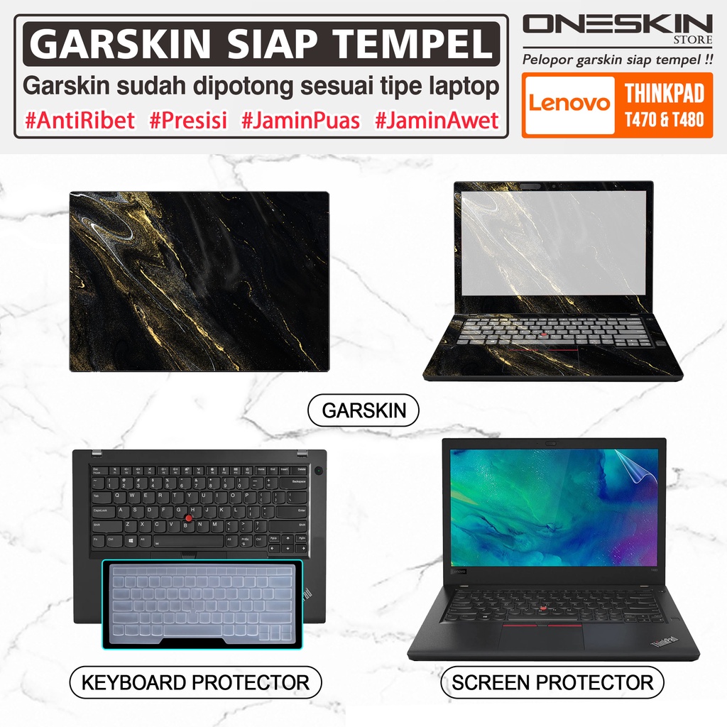 Garskin Sticker Laptop Pelindung Screen Keyboard Protector Lenovo Thinkpad T470 T480 Gambar Full Body Silikon Bening Glossy Doff Anti Blueray Cooskin