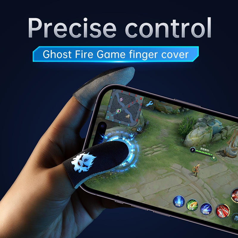Sarung Jempol Ghost Fire 3 Anti Sweat Silver Fiber Fingertip Game Controller Finger Sleeves for PUBG