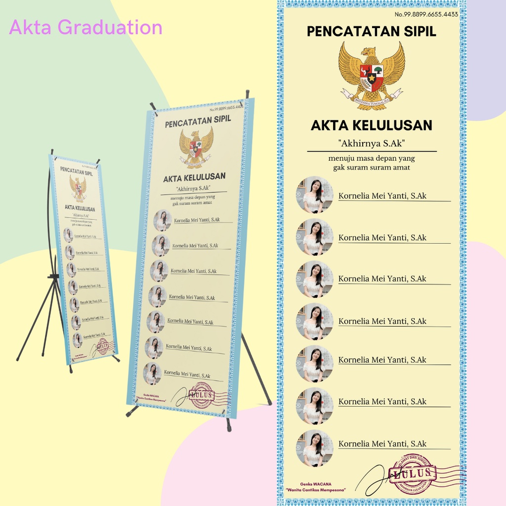 CETAK BANNER WISUDA AKTA [X-BANNER UKURAN 160x60]