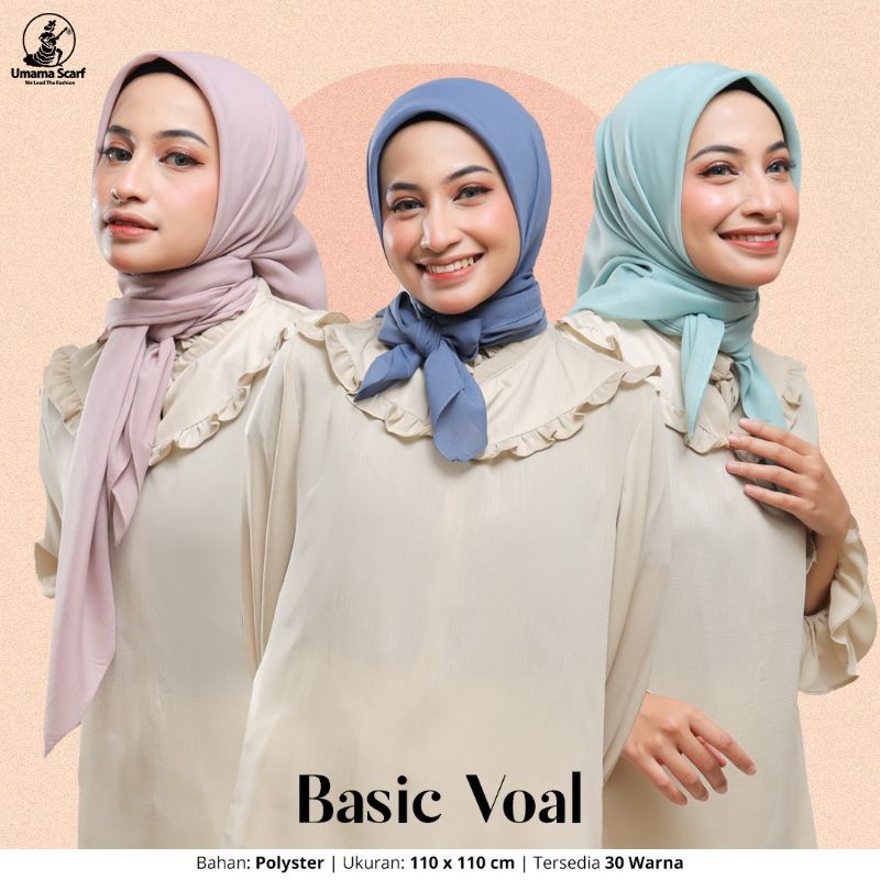 Hijab/Kerudung Basic Voal Polos Segiempat Original By Umama Scarf 110x110cm