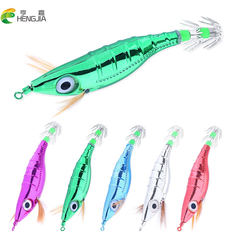 Hengjia 1Pcs 10cm/8.6g Laser Umpan Udang ABS Umpan Fishing Lure Keras Untuk Cumi Jig Gurita Memancing Big Eyes Shrimp Bait