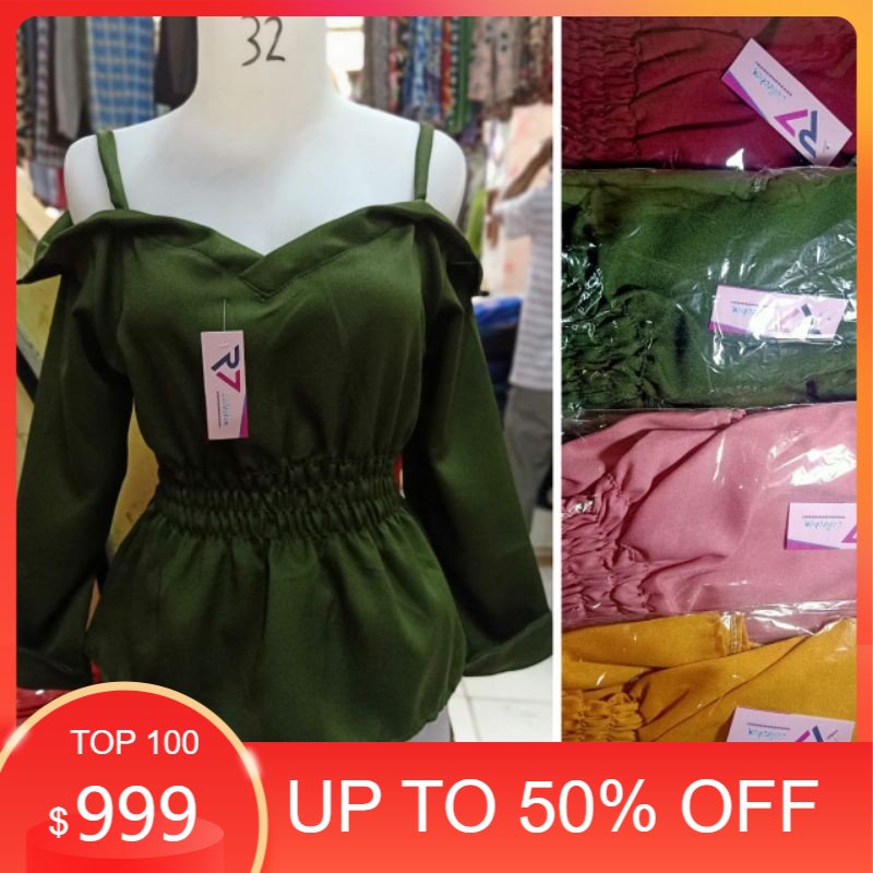 W_D SABRINA KARET PINGGANG BAJU ATASAN WANITA KEKINIAN BLOUSE WANITA TERBARU BAJU ATASAN WANITA COD