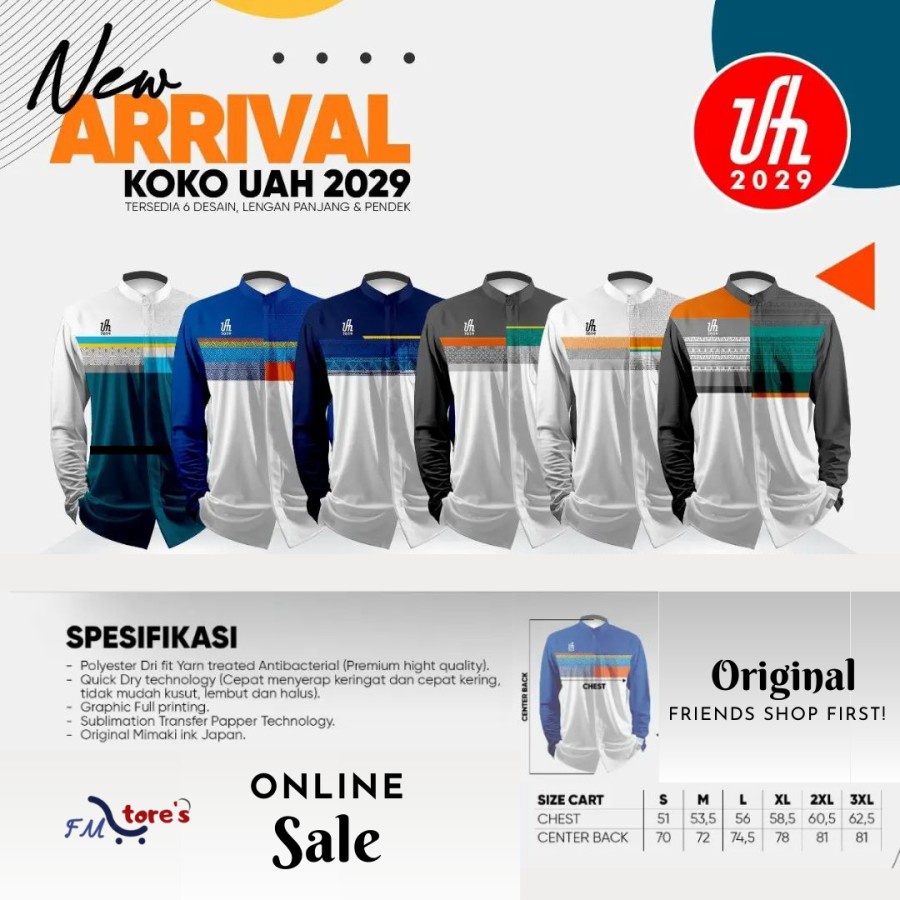 Baju Koko Ustadz Adi Hidayat UAH 100% Original Lengan Panjang Bahan Premium Fashion Muslim Perlengka