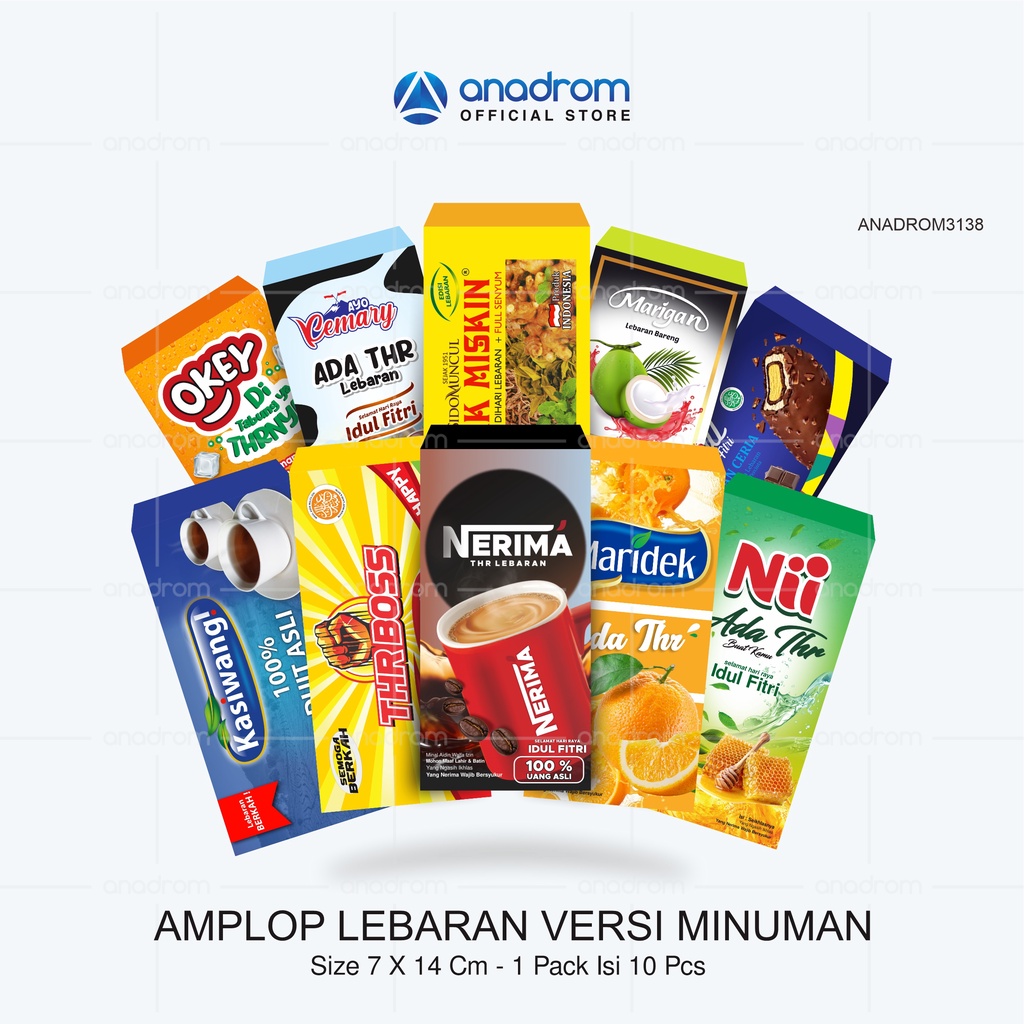 

Amplop Lebaran Idul Fitri Versi Minuman | Amplop Thr Eid Mubarak | Amplop THR Lebaran | ANADROM 3138