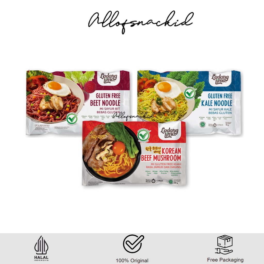 

Ladang Lima - Veggie Noodle - Gluten Free - Mie Mocaf Sehat - 76gr