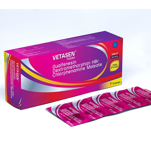 Vetasen 1 Box Isi 10 Strip Meredakan Batuk dan Pilek