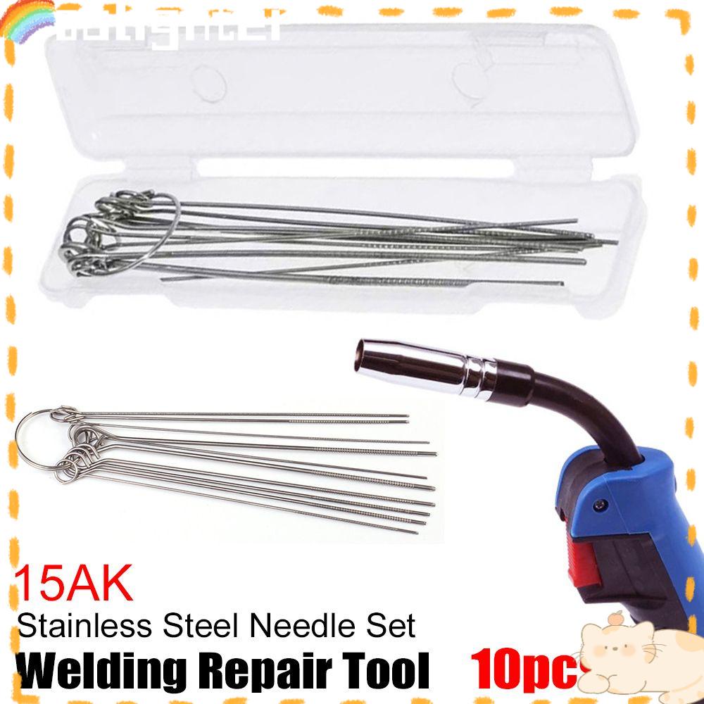 Solighter 10 Pcs Stainless Steel Jarum Set Konsumsi Set Perlengkapan Solder Welder Aksesori Welding Torch