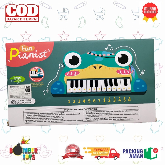 MAINAN ANAK PIANO GAMBAR HEWAN FUN PIANIST LUCU ZEBRA KATAK MUSIK UNIK