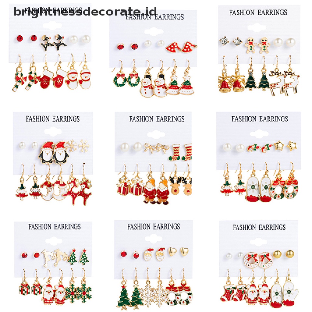 [Birth] 6pasang Giwang Telinga Natal Anting Pohon Christma Snowman2022 Merry Christmas Decor Kado Anak Perempuan Happy New Year2023 [ID]