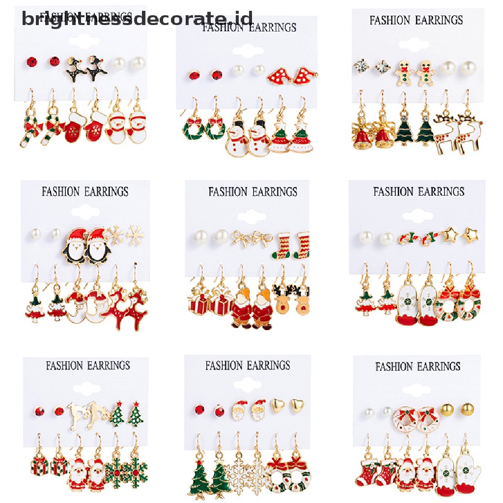 [Birth] 6pasang Giwang Telinga Natal Anting Pohon Christma Snowman2022 Merry Christmas Decor Kado Anak Perempuan Happy New Year2023 [ID]