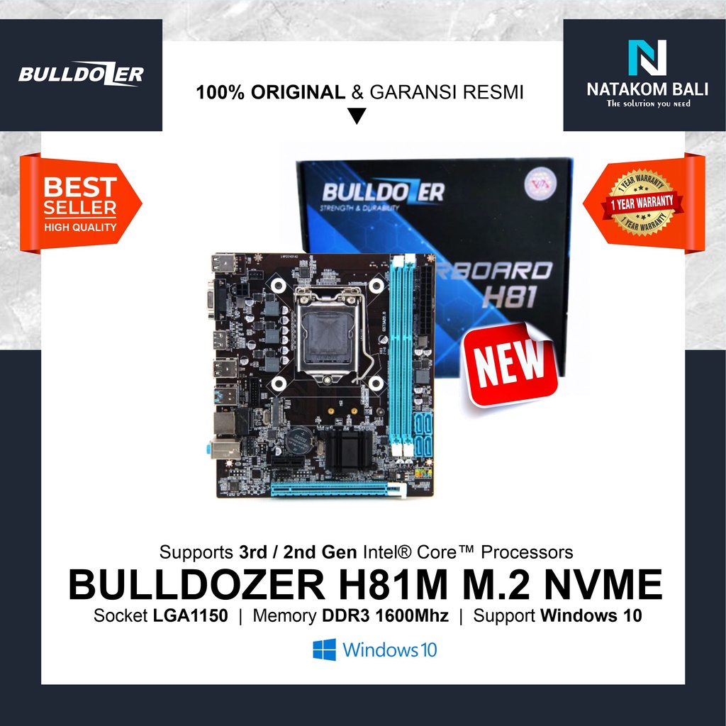 MOTHERBOARD BULLDOZER H81M M.2 NVME LGA 1150