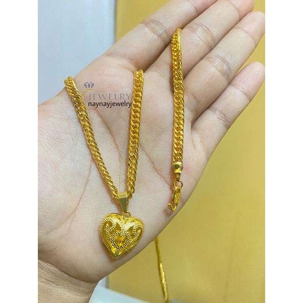 Kalung Lempis double love ukir 3 suku uk 60 cm / Warna emas 24k foto real