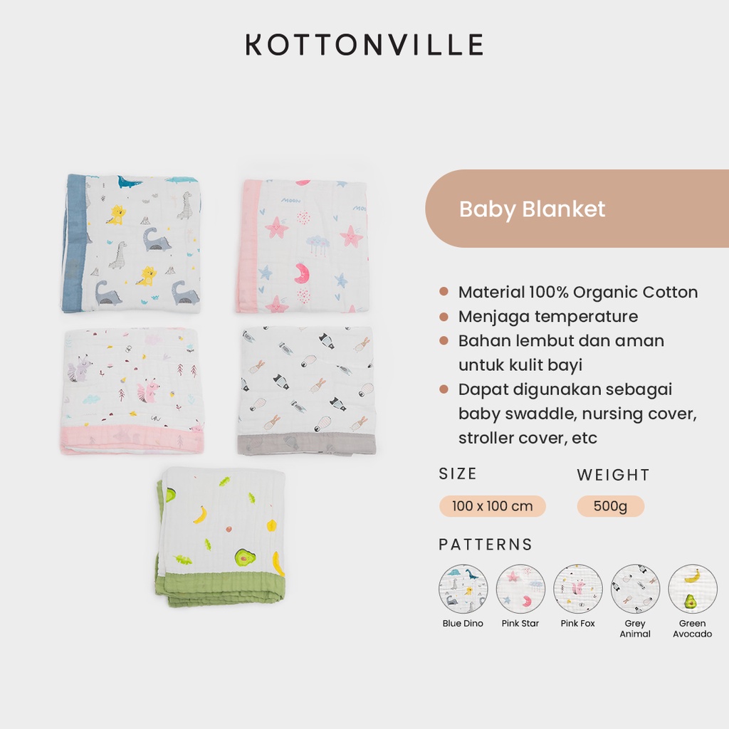 Kottonville - Selimut Motif Anak Bayi Baby Blanket Laki-Laki Perempuan