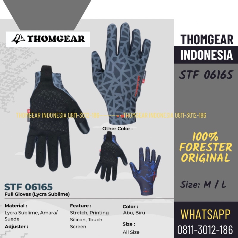 Sarung Tangan Forester Stf 06165 Full Glove Gowes Sepeda Motor Pria Wanita Cewek Cowok Thomgear Paiton Probolinggo